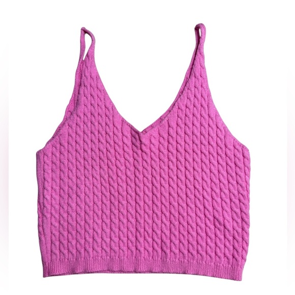Altar’d State Pink Cable Knit Sweater Crop Tank Top Women’s Medium - Picture 1 of 3